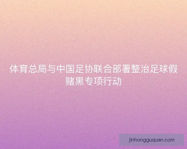 体育总局与中国足协联合部署整治足球假赌黑专项行动
