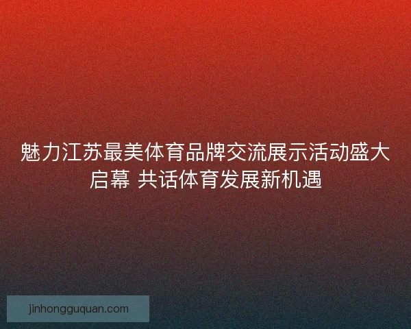 魅力江苏最美体育品牌交流展示活动盛大启幕 共话体育发展新机遇